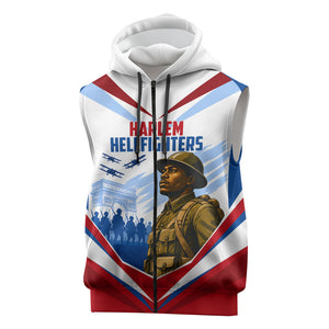 Personalized Harlem Hellfighters Sleeveless Zip Hoodie Vintage WWI Military History Patriotic Art