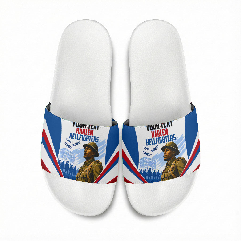 Personalized Harlem Hellfighters Slide Sandals Vintage WWI Military History Patriotic Art