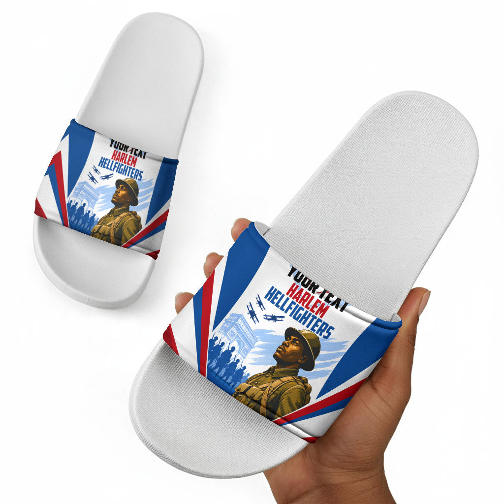 Personalized Harlem Hellfighters Slide Sandals Vintage WWI Military History Patriotic Art