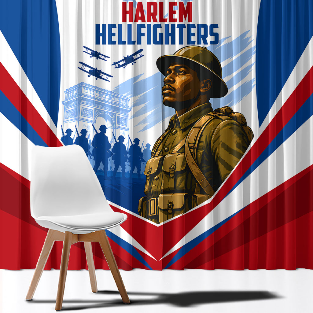 Personalized Harlem Hellfighters Window Curtain Vintage WWI Military History Patriotic Art