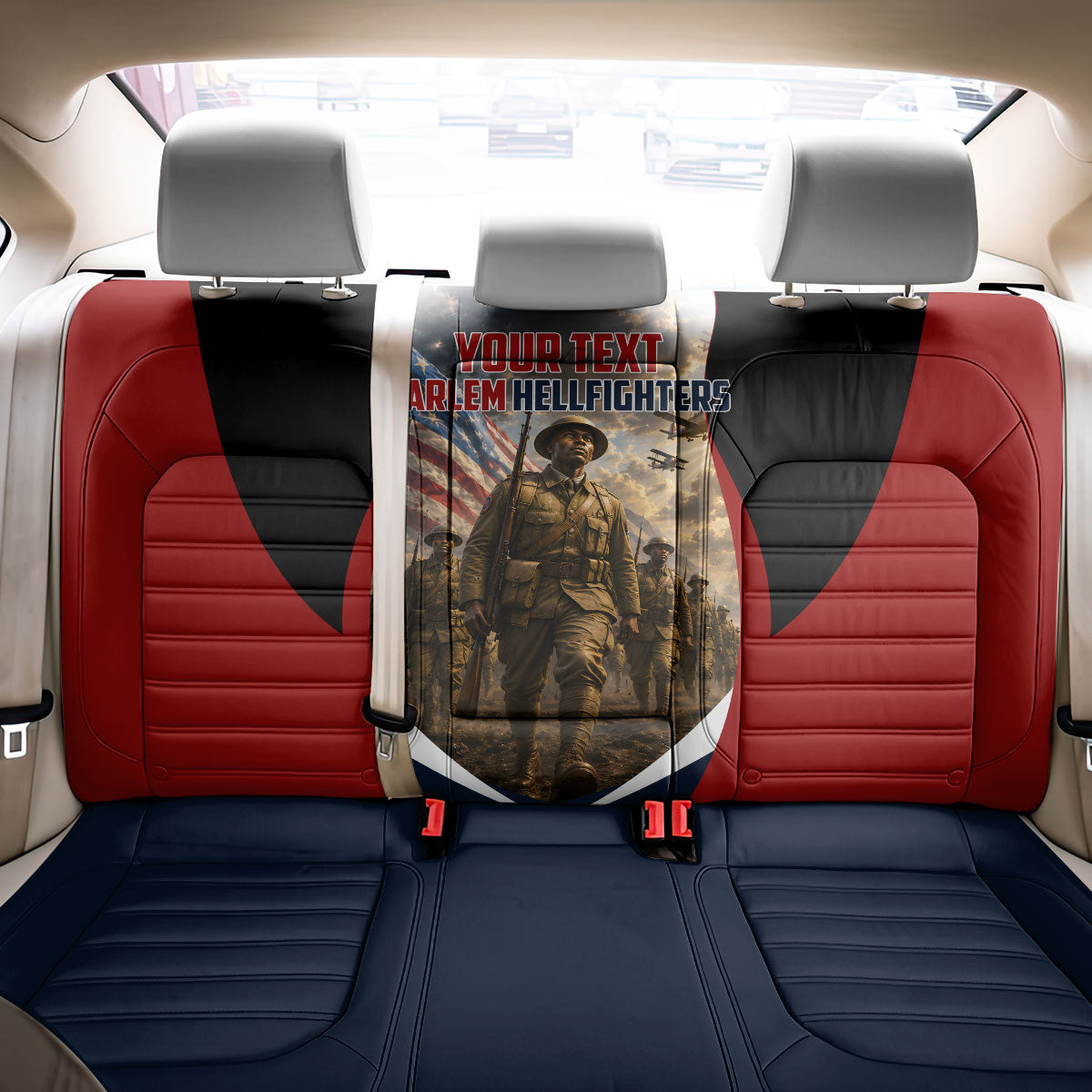 Personalized Harlem Hellfighters Back Car Seat Cover WWI African American Soldiers Patriotic Vintage Art