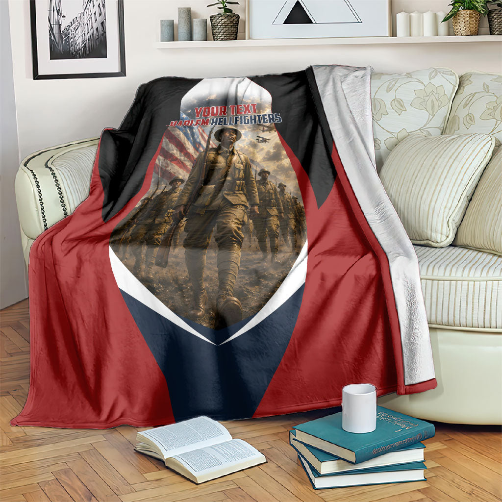 Personalized Harlem Hellfighters Blanket WWI African American Soldiers Patriotic Vintage Art