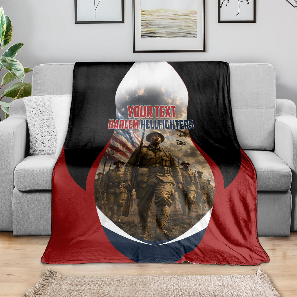Personalized Harlem Hellfighters Blanket WWI African American Soldiers Patriotic Vintage Art