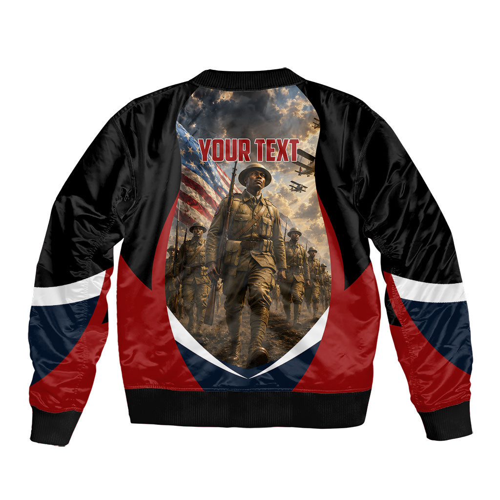 Personalized Harlem Hellfighters Bomber Jacket WWI African American Soldiers Patriotic Vintage Art