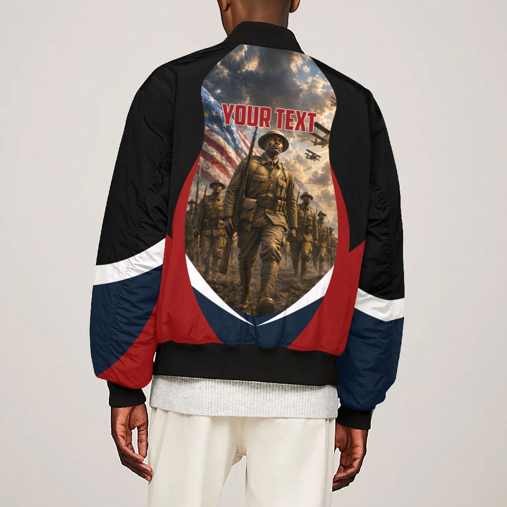 Personalized Harlem Hellfighters Bomber Jacket WWI African American Soldiers Patriotic Vintage Art