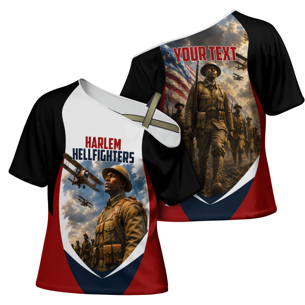 Personalized Harlem Hellfighters Cross Shoulder Shirt WWI African American Soldiers Patriotic Vintage Art