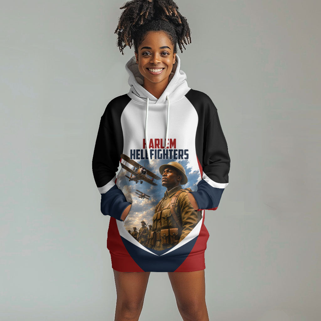 Personalized Harlem Hellfighters Hoodie Dress WWI African American Soldiers Patriotic Vintage Art