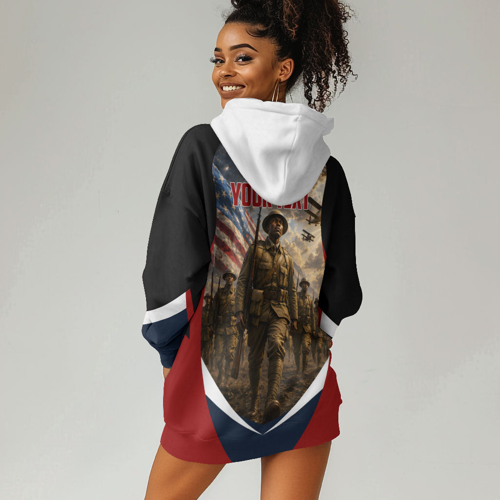 Personalized Harlem Hellfighters Hoodie Dress WWI African American Soldiers Patriotic Vintage Art
