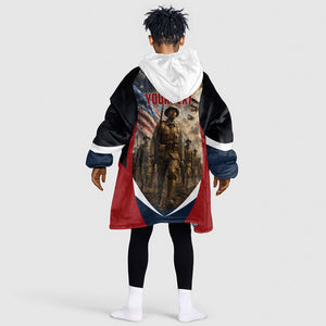 Personalized Harlem Hellfighters Kid Wearable Blanket Hoodie WWI African American Soldiers Patriotic Vintage Art