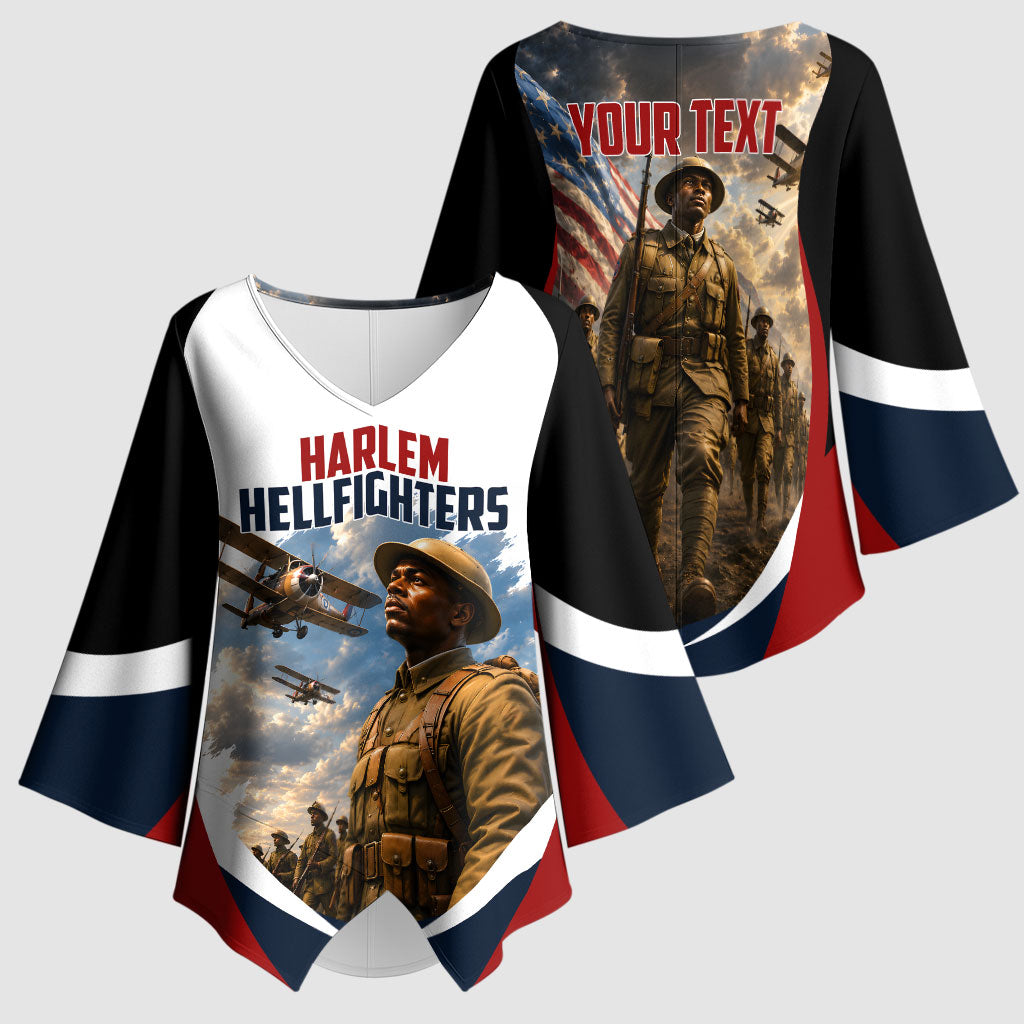 Personalized Harlem Hellfighters Kimono Sleeve Blouse WWI African American Soldiers Patriotic Vintage Art
