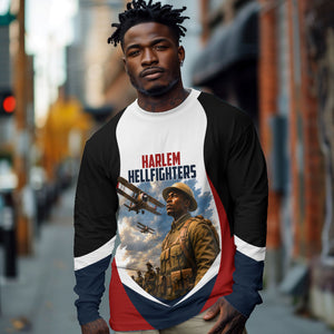 Personalized Harlem Hellfighters Long Sleeve Shirt WWI African American Soldiers Patriotic Vintage Art