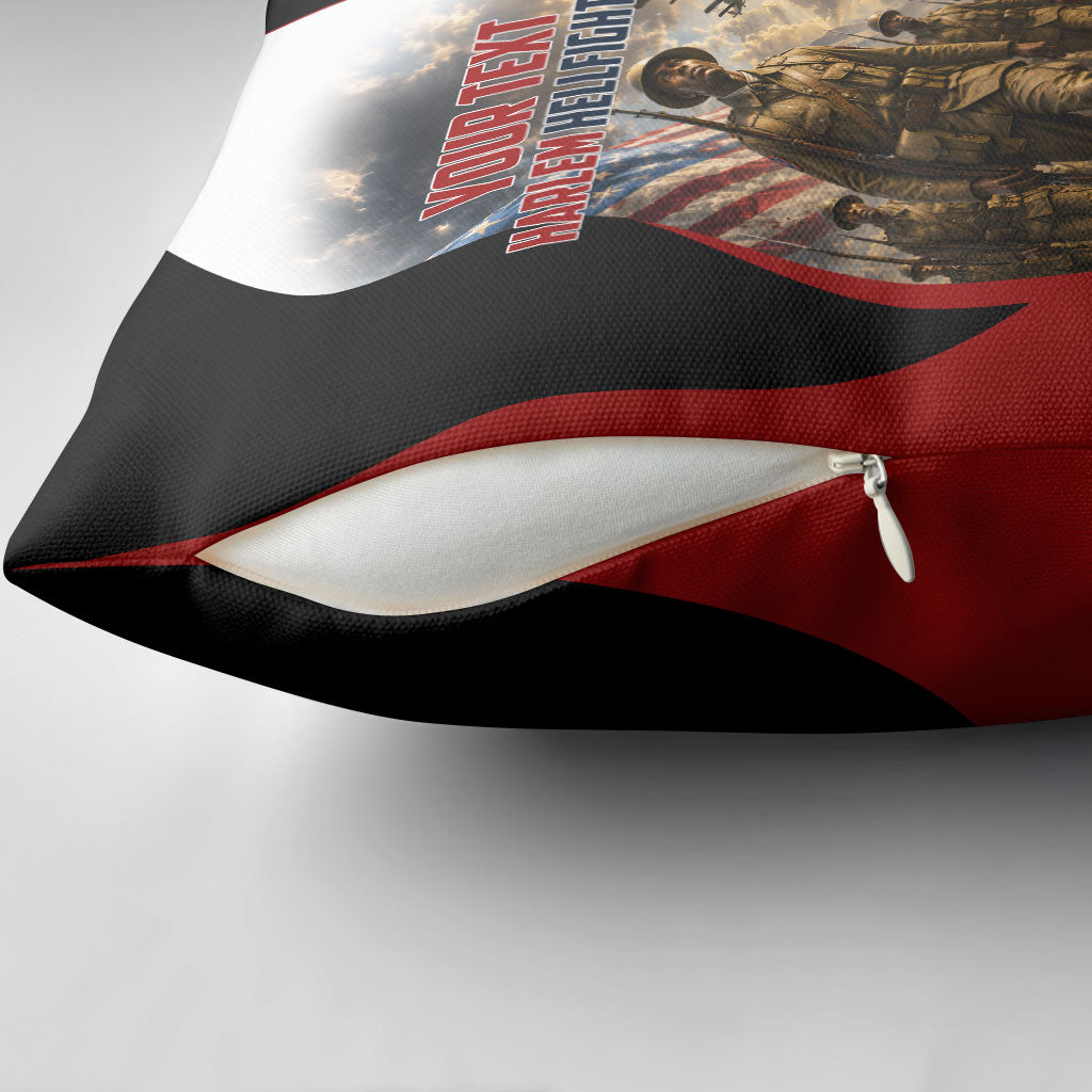 Personalized Harlem Hellfighters Pillow Cover WWI African American Soldiers Patriotic Vintage Art