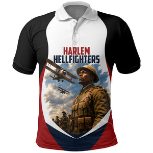 Personalized Harlem Hellfighters Polo Shirt WWI African American Soldiers Patriotic Vintage Art