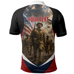 Personalized Harlem Hellfighters Polo Shirt WWI African American Soldiers Patriotic Vintage Art