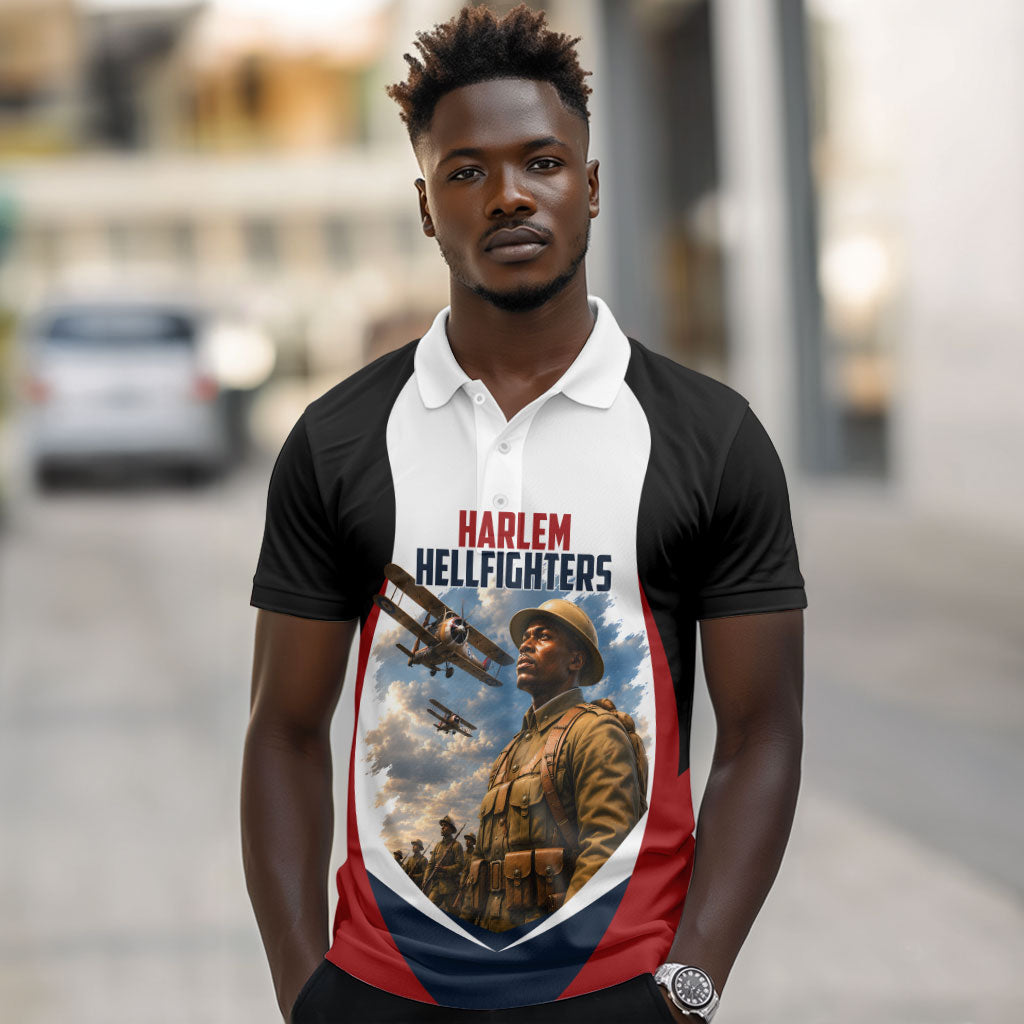 Personalized Harlem Hellfighters Polo Shirt WWI African American Soldiers Patriotic Vintage Art