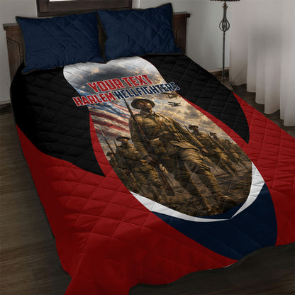 Personalized Harlem Hellfighters Quilt Bed Set WWI African American Soldiers Patriotic Vintage Art