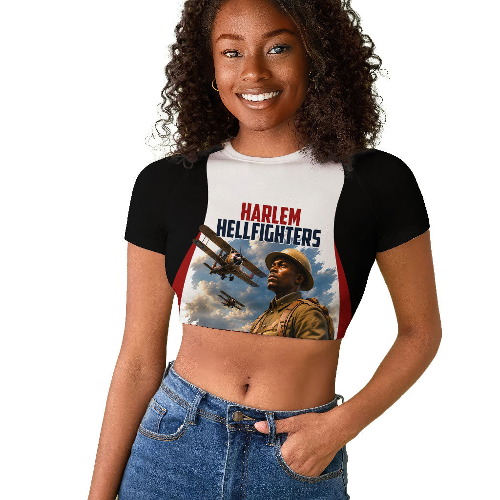 Personalized Harlem Hellfighters Raglan Cropped T shirt WWI African American Soldiers Patriotic Vintage Art