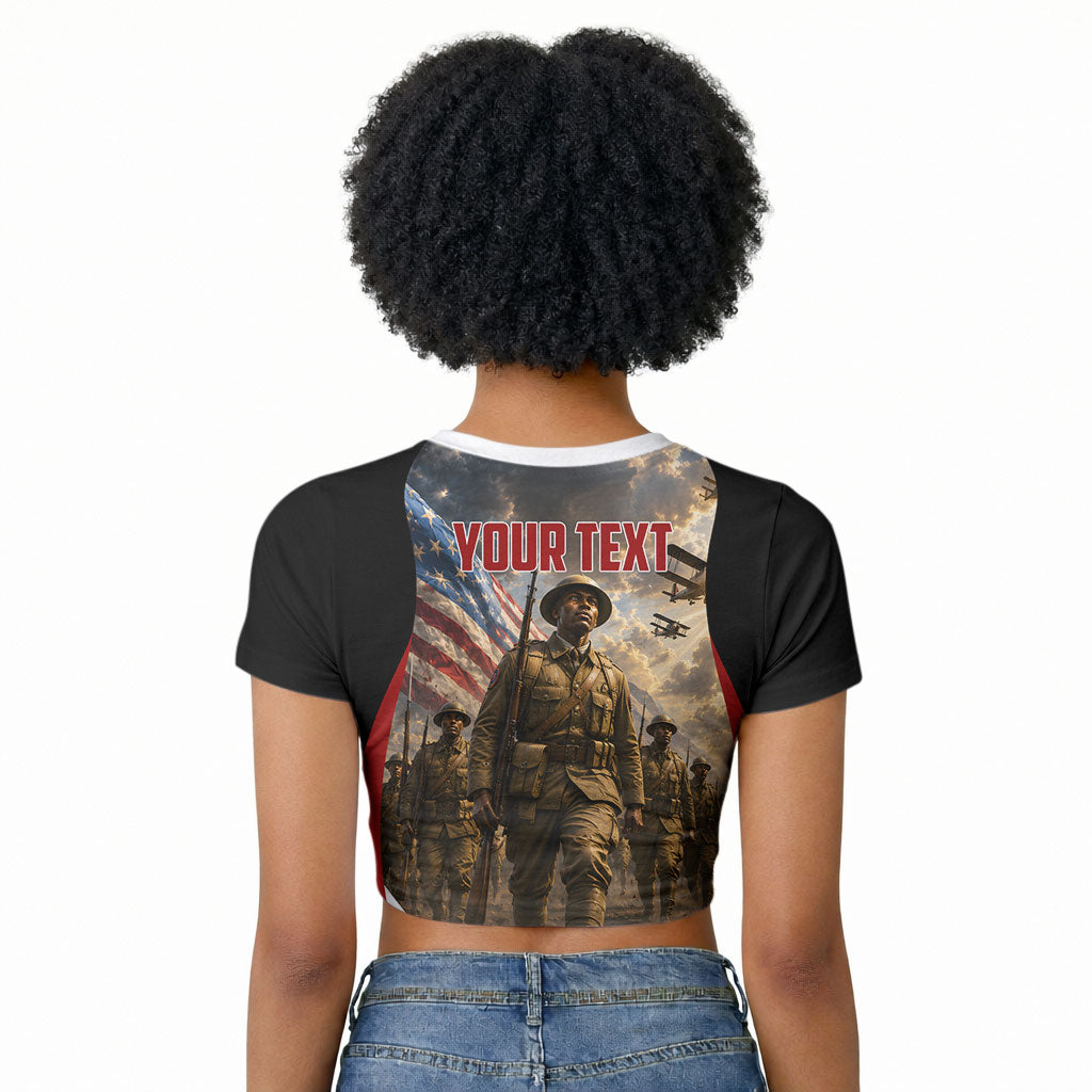 Personalized Harlem Hellfighters Raglan Cropped T shirt WWI African American Soldiers Patriotic Vintage Art