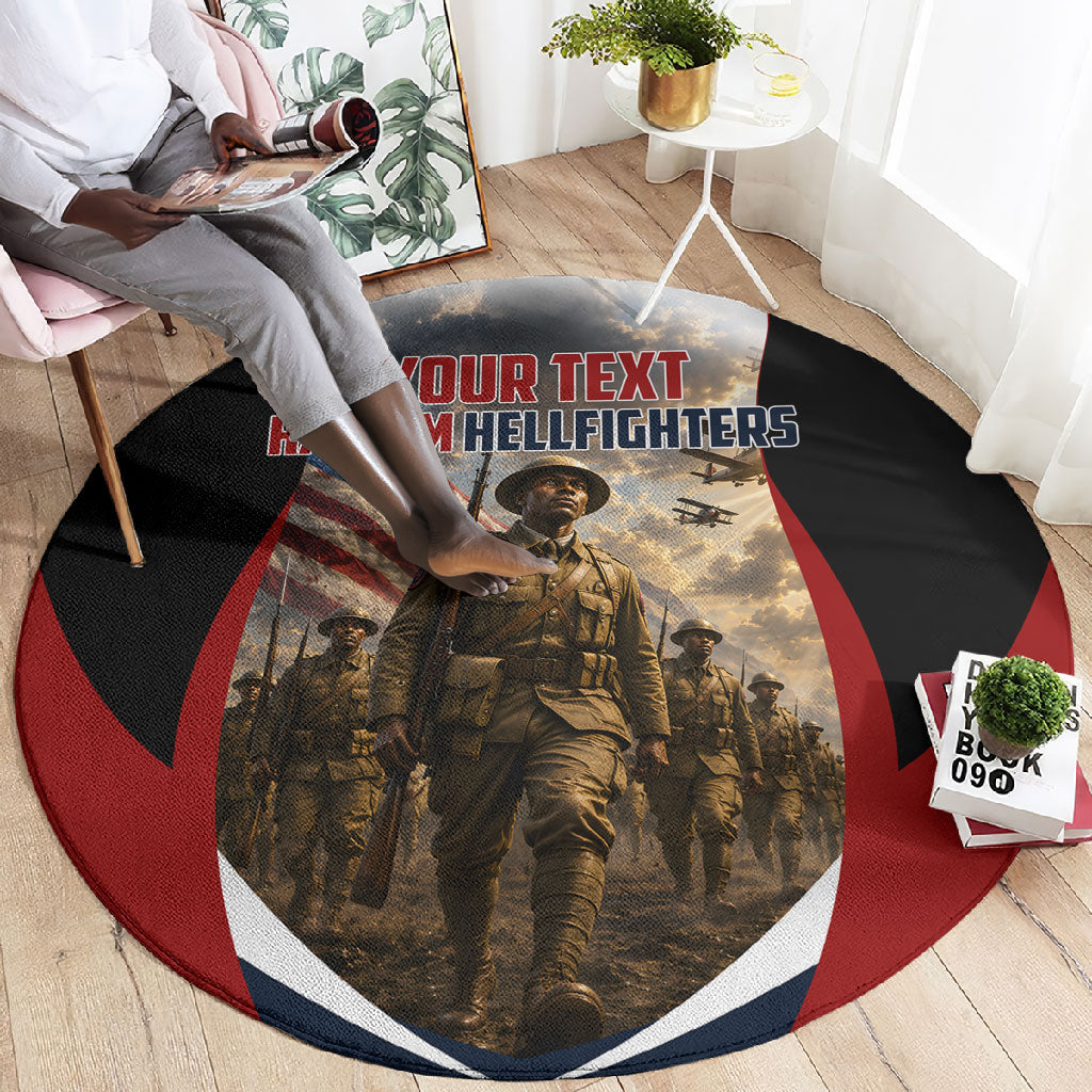 Personalized Harlem Hellfighters Round Carpet WWI African American Soldiers Patriotic Vintage Art