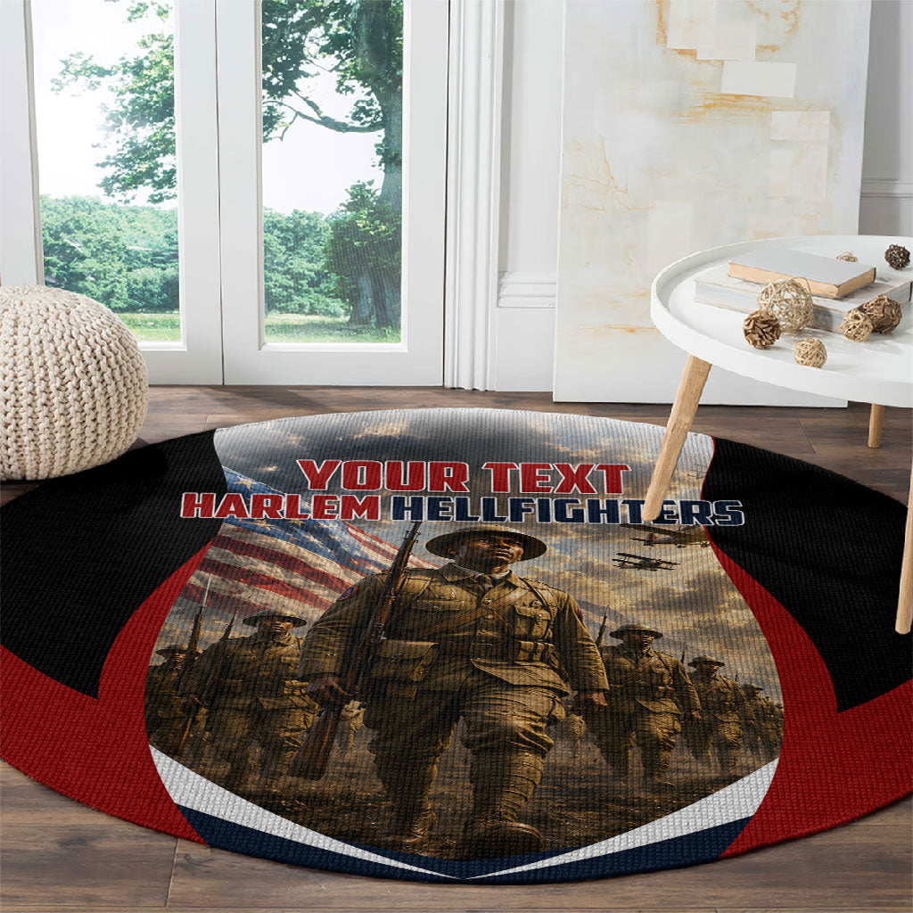 Personalized Harlem Hellfighters Round Carpet WWI African American Soldiers Patriotic Vintage Art