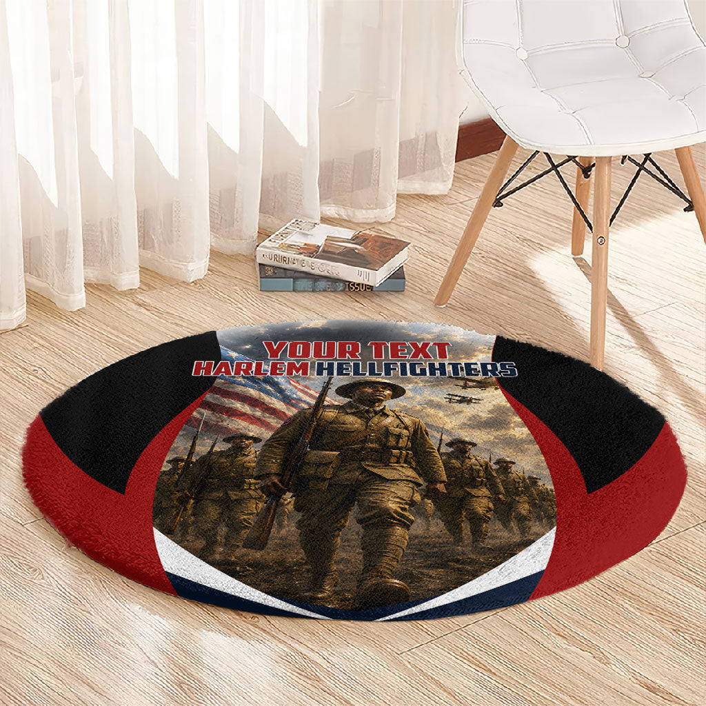 Personalized Harlem Hellfighters Round Carpet WWI African American Soldiers Patriotic Vintage Art