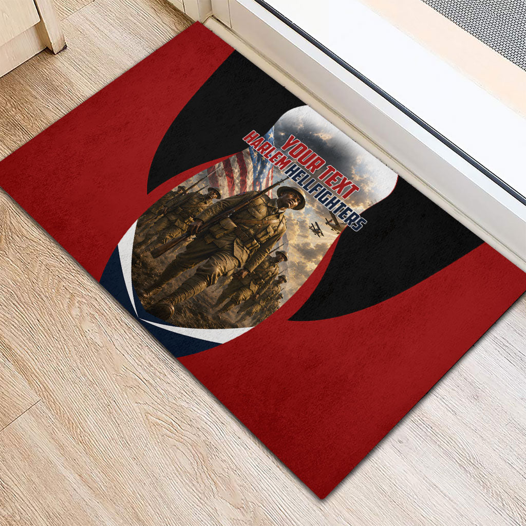Personalized Harlem Hellfighters Rubber Doormat WWI African American Soldiers Patriotic Vintage Art