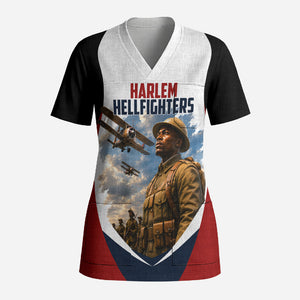 Personalized Harlem Hellfighters Scrub Top WWI African American Soldiers Patriotic Vintage Art