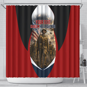 Personalized Harlem Hellfighters Shower Curtain WWI African American Soldiers Patriotic Vintage Art