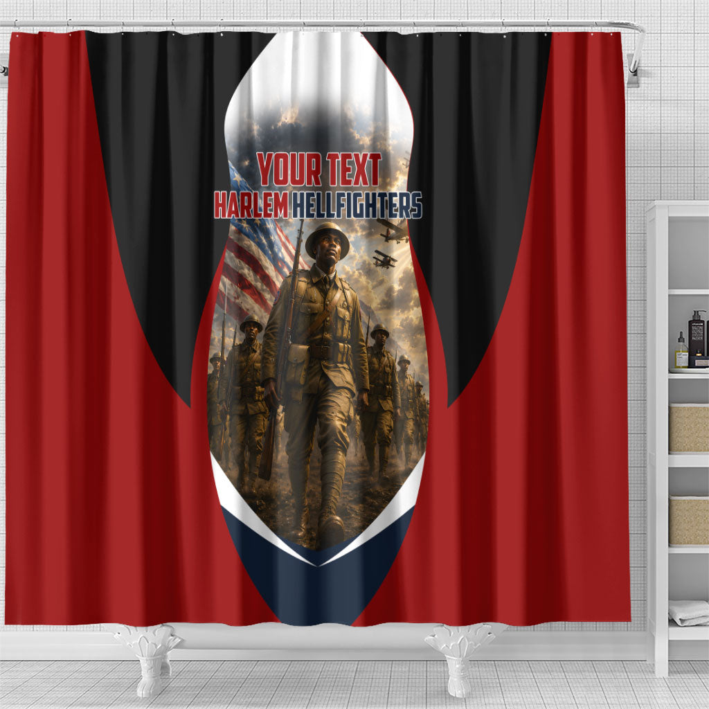 Personalized Harlem Hellfighters Shower Curtain WWI African American Soldiers Patriotic Vintage Art