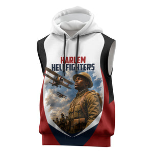 Personalized Harlem Hellfighters Sleeveless Hoodie WWI African American Soldiers Patriotic Vintage Art