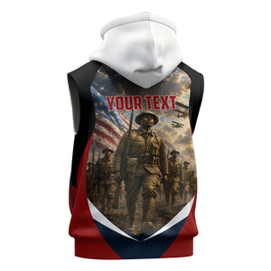 Personalized Harlem Hellfighters Sleeveless Zip Hoodie WWI African American Soldiers Patriotic Vintage Art