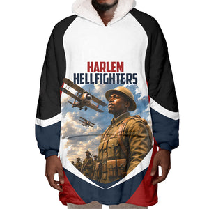 Personalized Harlem Hellfighters Wearable Blanket Hoodie WWI African American Soldiers Patriotic Vintage Art