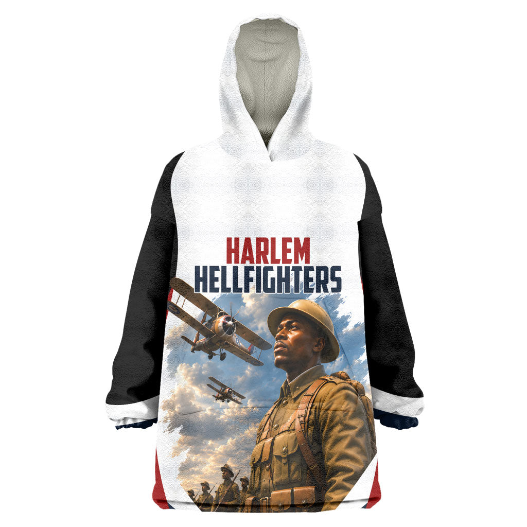 Personalized Harlem Hellfighters Wearable Blanket Hoodie WWI African American Soldiers Patriotic Vintage Art