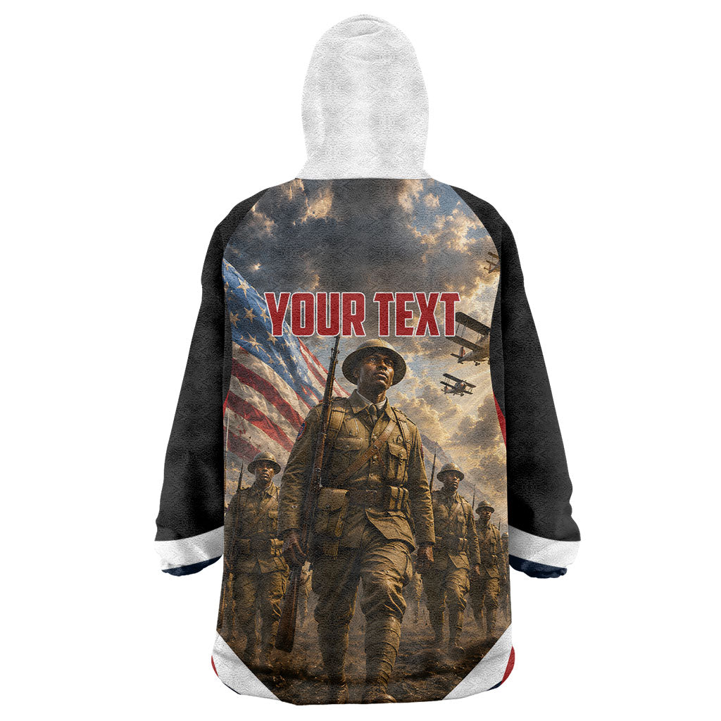 Personalized Harlem Hellfighters Wearable Blanket Hoodie WWI African American Soldiers Patriotic Vintage Art