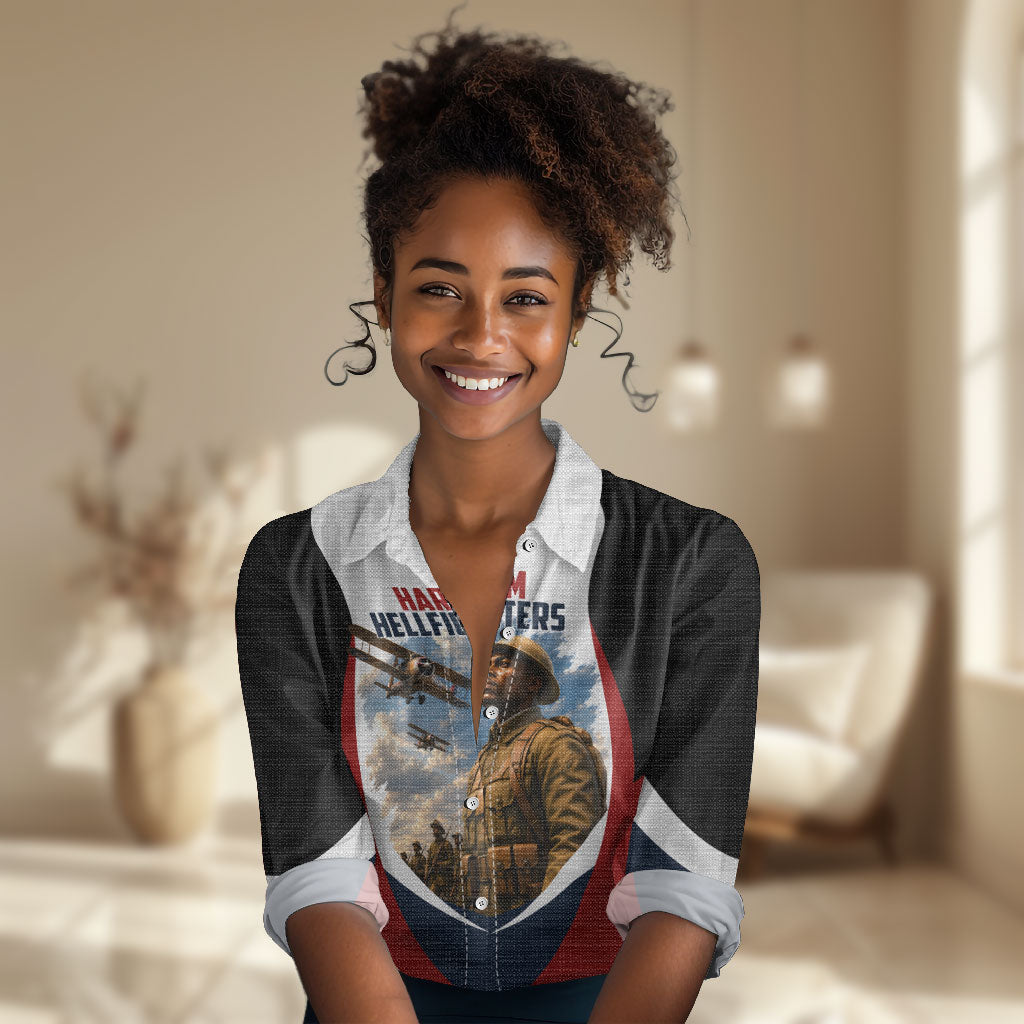 Personalized Harlem Hellfighters Women Casual Shirt WWI African American Soldiers Patriotic Vintage Art