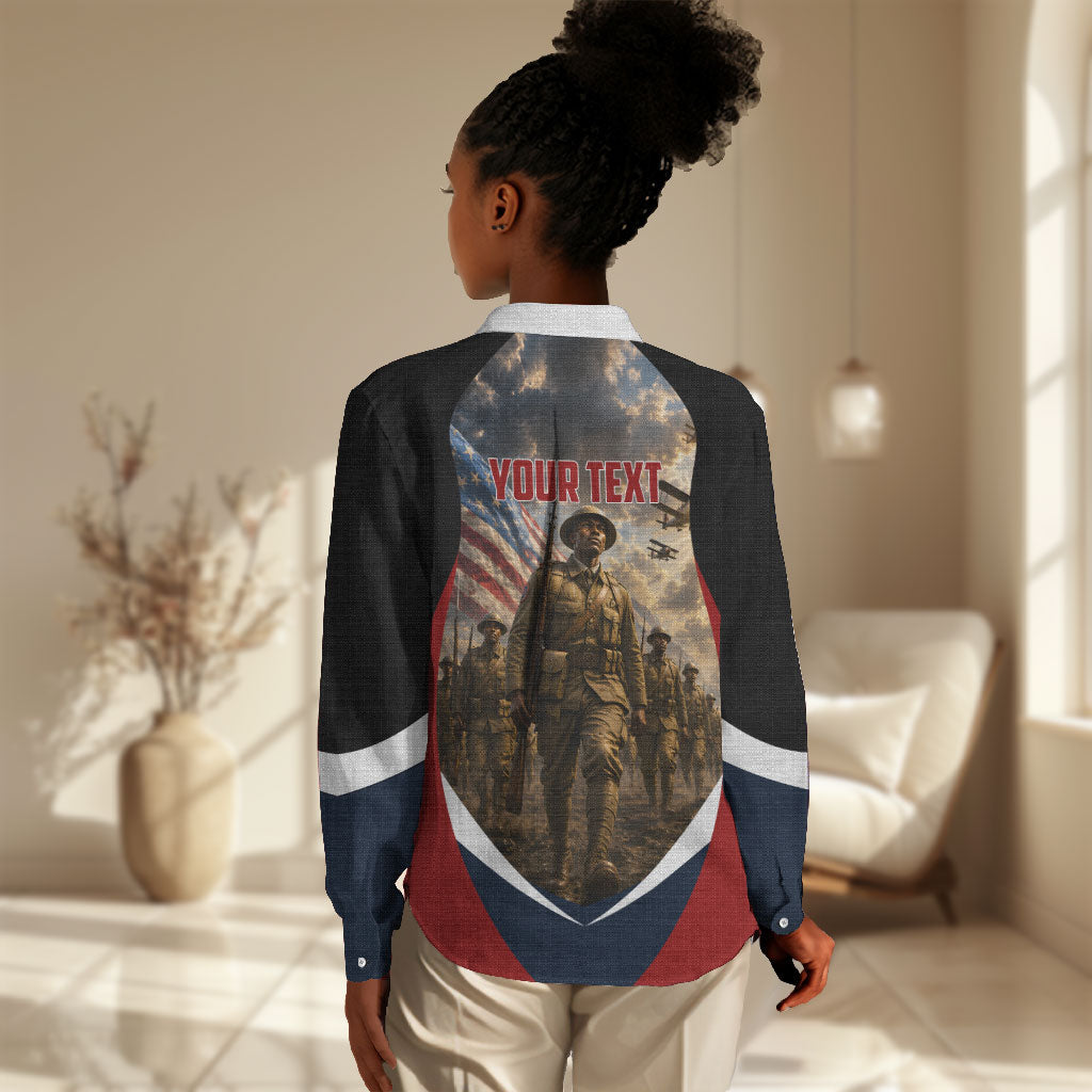 Personalized Harlem Hellfighters Women Casual Shirt WWI African American Soldiers Patriotic Vintage Art