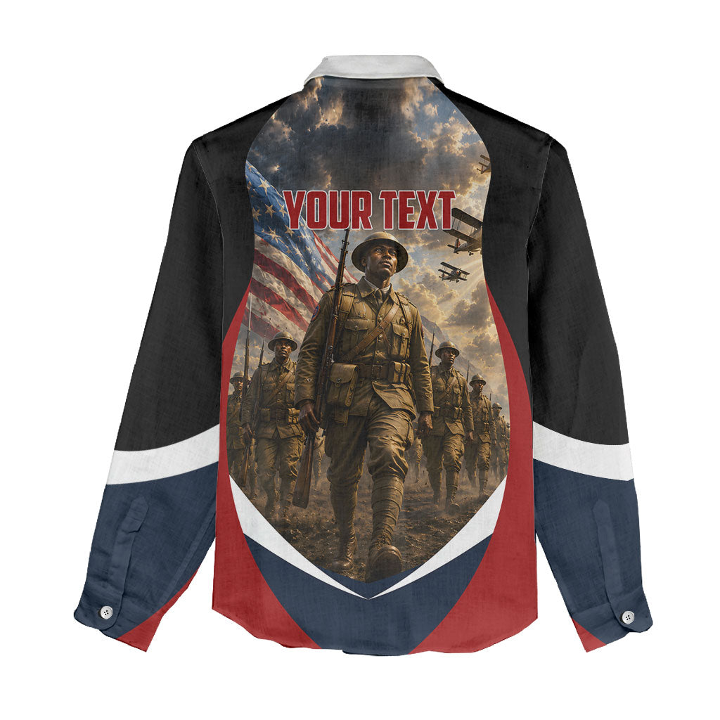 Personalized Harlem Hellfighters Women Casual Shirt WWI African American Soldiers Patriotic Vintage Art
