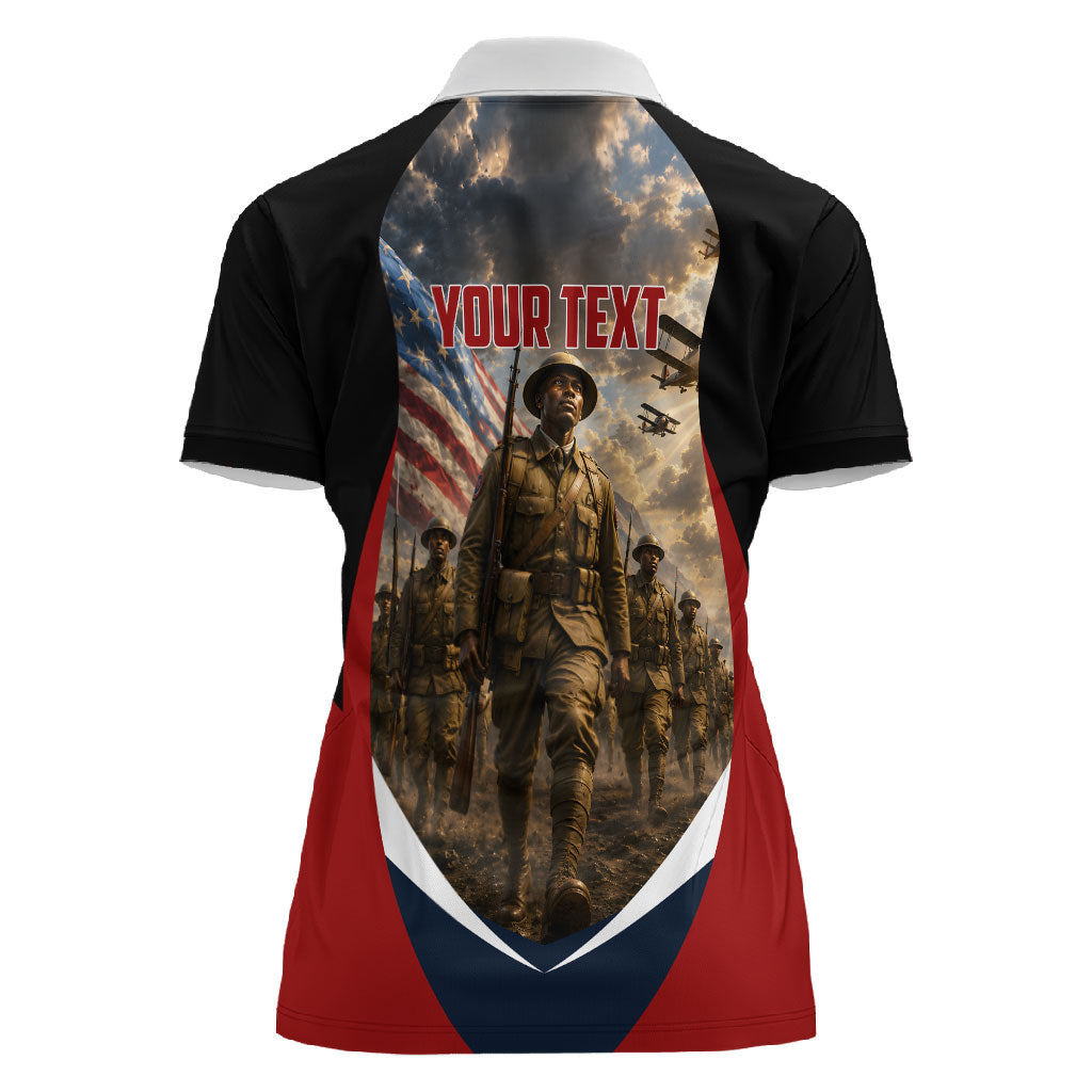 Personalized Harlem Hellfighters Women Polo Shirt WWI African American Soldiers Patriotic Vintage Art