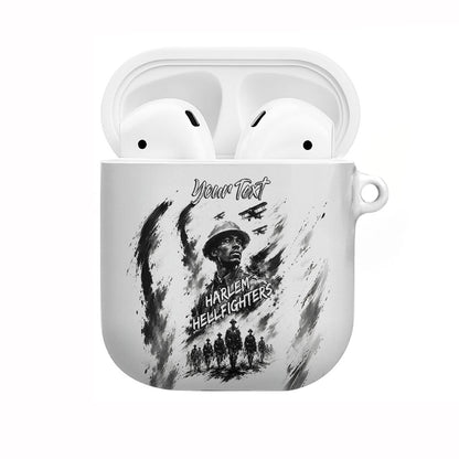 Personalized Harlem Hellfighters AirPods Case WWI African American Soldiers Monochrome Grunge Sketch Art
