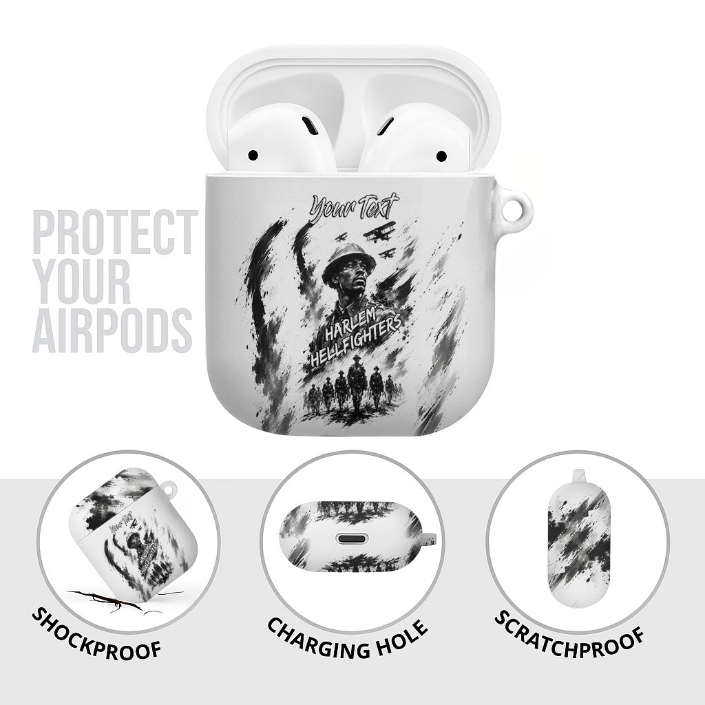 Personalized Harlem Hellfighters AirPods Case WWI African American Soldiers Monochrome Grunge Sketch Art