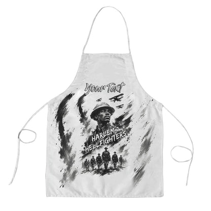 Personalized Harlem Hellfighters Apron WWI African American Soldiers Monochrome Grunge Sketch Art
