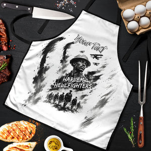 Personalized Harlem Hellfighters Apron WWI African American Soldiers Monochrome Grunge Sketch Art