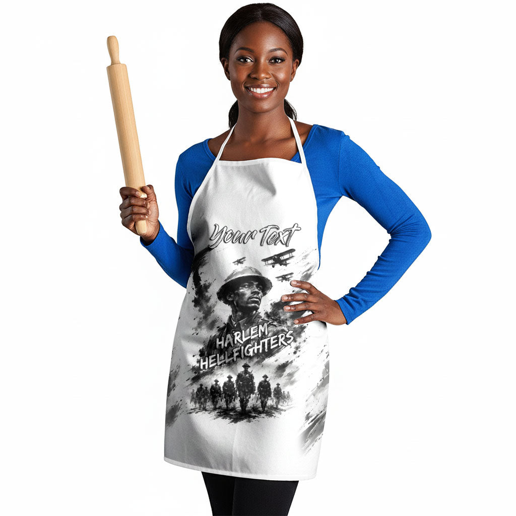 Personalized Harlem Hellfighters Apron WWI African American Soldiers Monochrome Grunge Sketch Art