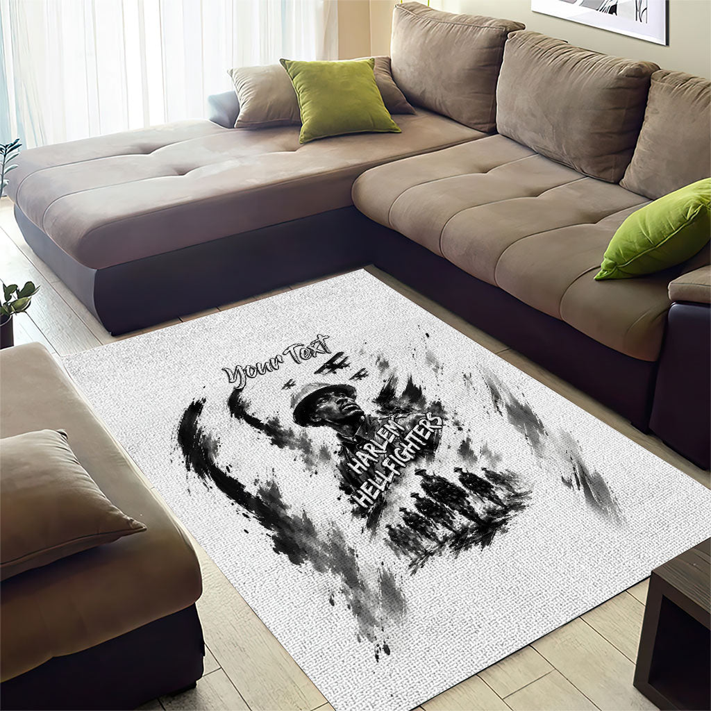 Personalized Harlem Hellfighters Area Rug WWI African American Soldiers Monochrome Grunge Sketch Art