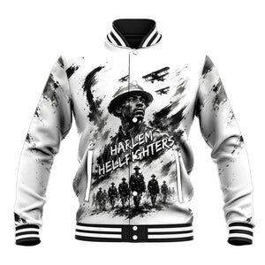 Personalized Harlem Hellfighters Baseball Jacket WWI African American Soldiers Monochrome Grunge Sketch Art
