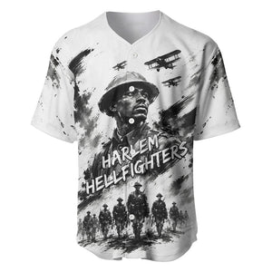 Personalized Harlem Hellfighters Baseball Jersey WWI African American Soldiers Monochrome Grunge Sketch Art