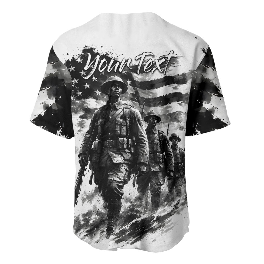 Personalized Harlem Hellfighters Baseball Jersey WWI African American Soldiers Monochrome Grunge Sketch Art