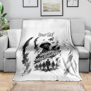 Personalized Harlem Hellfighters Blanket WWI African American Soldiers Monochrome Grunge Sketch Art