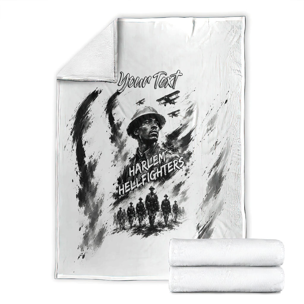 Personalized Harlem Hellfighters Blanket WWI African American Soldiers Monochrome Grunge Sketch Art