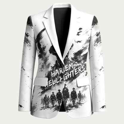 Personalized Harlem Hellfighters Blazer WWI African American Soldiers Monochrome Grunge Sketch Art